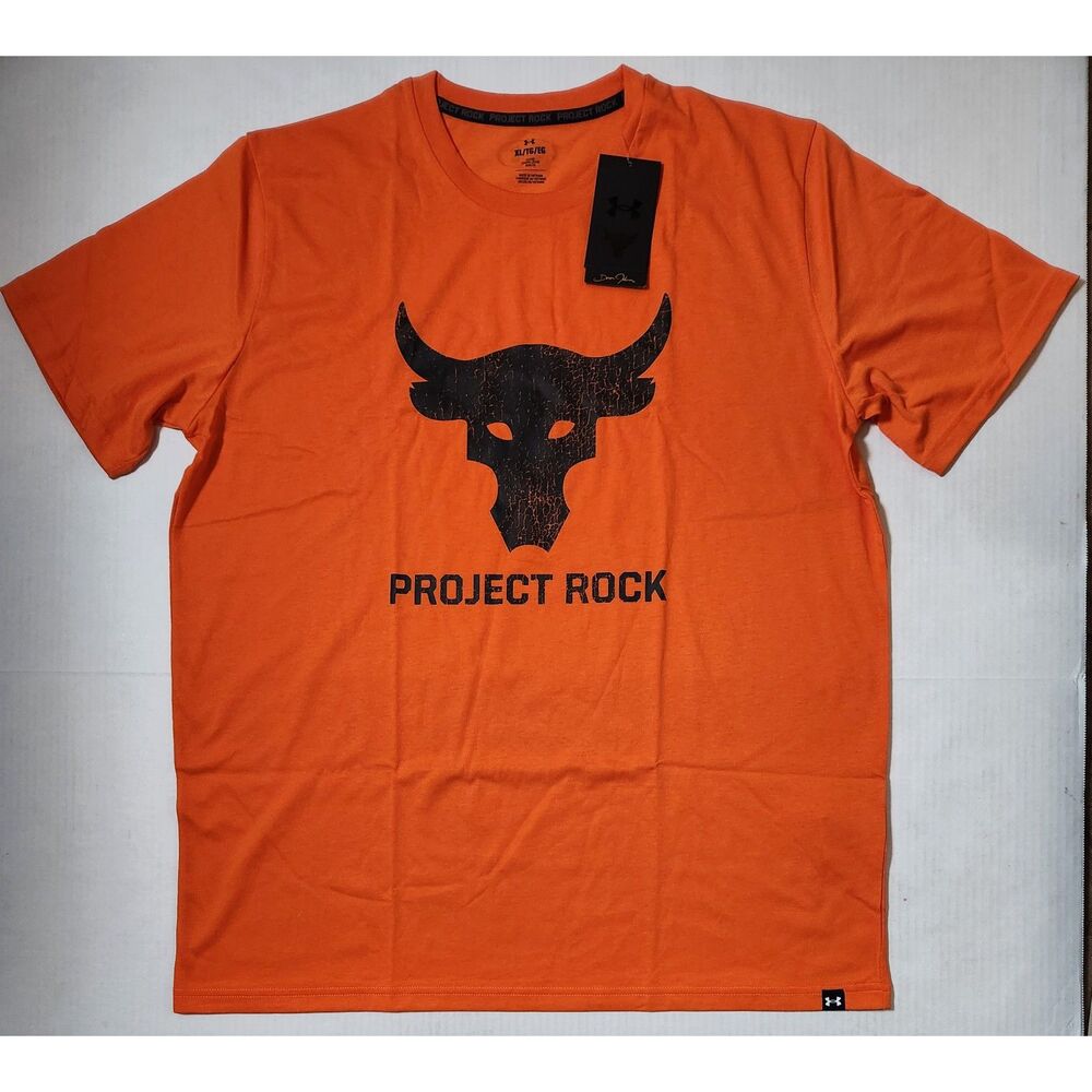 Under Armour Project Rock Brahma Bull Short Sleeve Shirt Orange XL